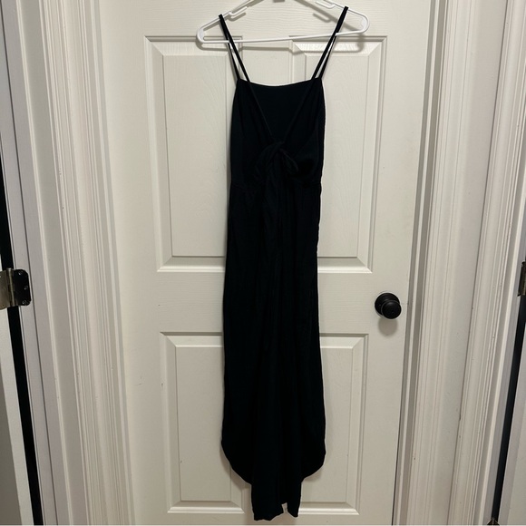 Halara Black Spaghetti Strap Backless Lace Up Side Pocket Resort Jumpsuit Size M - Picture 4 of 8
